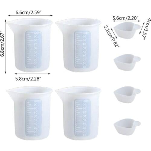 8 Pcs Silicone Measuring Cups Mixing Cup Resin Glue Tools Set UV Epoxy DIY Crafts Jewelry Casting Tools