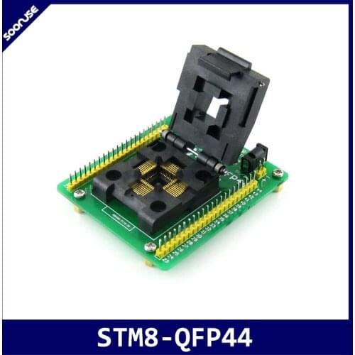 STM8-QFP44 STM8 Programming Adapter IC51-0444-467 IC Test Socket for STM8S105S / 207S / 208S QFP44 0.8 mm Pitch with SWIM Port