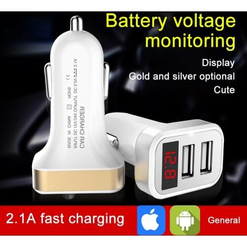 12 24V LED Digital Display USB Car Charger Universal Mobile Phone Car-Charger for Xiaomi Samsung iPhone Huawei