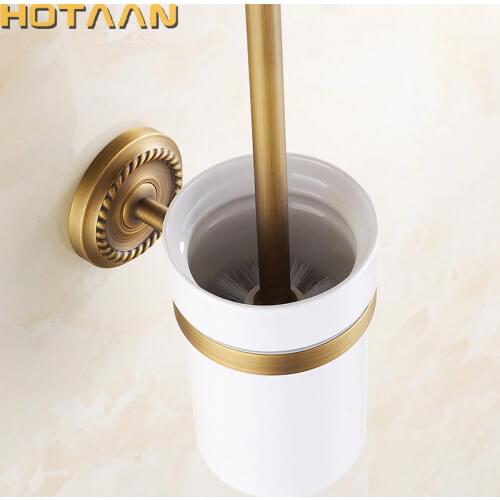 Free Shipping Toilet Brush Holder,ceramic Solid Brass Construction Base ,Bathroom accessories YT-12212
