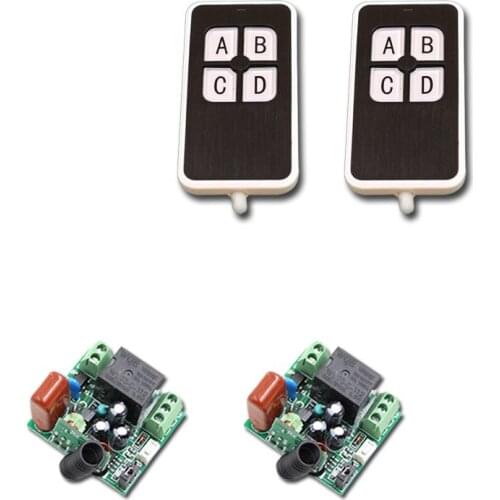 AC220V Wireless Remote Switch 1CH 10A Mini Receiver Board Module Remote Control ON/OFF 2 Receivers & 2x 4 button Transmitters