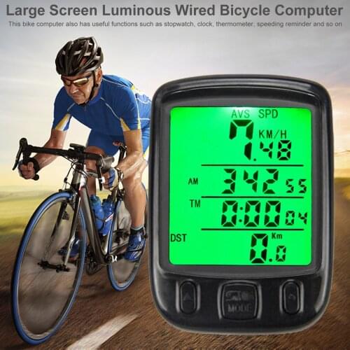 Large Screen Bicycle Computer Waterproof Stopwatch Wired MTB Bike Cycling Odometer Stopwatch Speedometer Watch LED Digital Rate