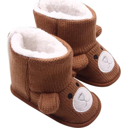 Baby Infant Winter Warm Shoes Boots for Girls Cartoon Cute Bear knitted Booties Toddlers Shoes Infant Snowshoes Kids Boys Boots