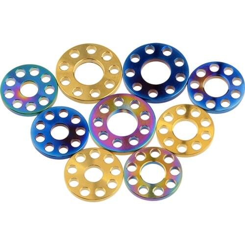Catdogbear10Pcs Ti M6 M8 M10 Titanium Drilled Bolt Spacer Washer for Motorcycle Modification 9 Holes Washers