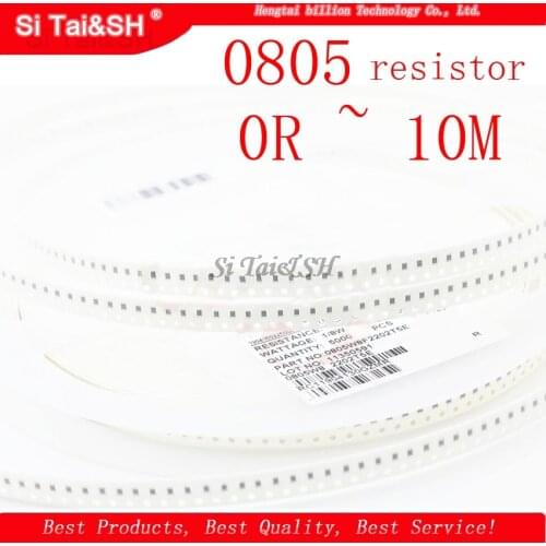 100Pcs 0805 SMD 1/8W chip resistor 0R ~ 10M 0 10R 100R 220R 330R 470R 1K 4.7K 10K 47K 100K 0 10 100 330 470 ohm