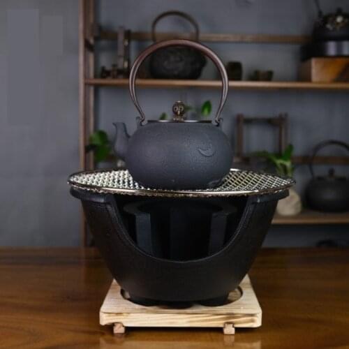 Cast iron charcoal barbecue grill 31.5CM table BBQ brazier cooking tea heating stove Aromatherapy stove 003-7