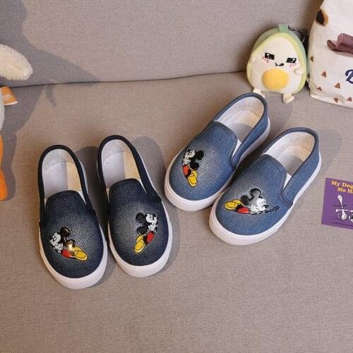 Disney childrens cartoon Mickey Mouse non-slip soft sole casual shoes boys and girls sports shoes student running shoes canvas