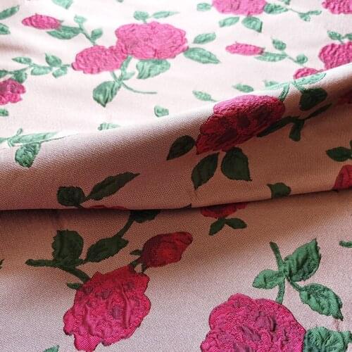 145cm width France import blue floral fashion Metallic Jacquard Brocade Fabric, 3D yarn dyed fabric for Women Dress