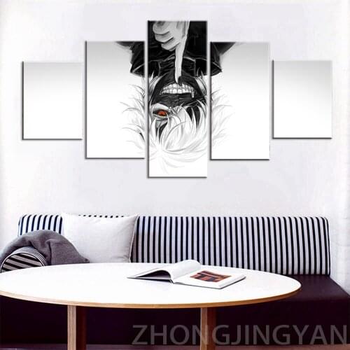 Wall Art Canvas Paintings 5 Pieces Tokyo Ghouls Picture Prints Home Decoration Animation Creative Poster For Living Room Modular
