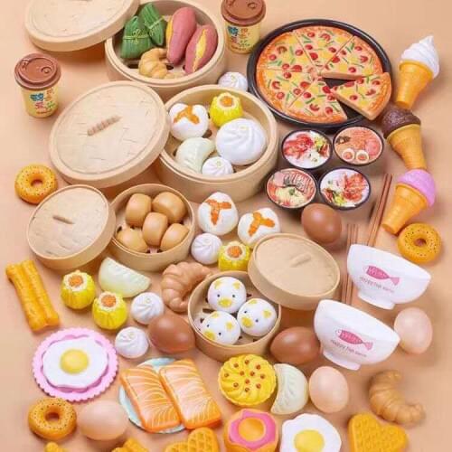 Toy simulation dim sum play house toy childrens Chinese and Western food luxury package 84 pieces