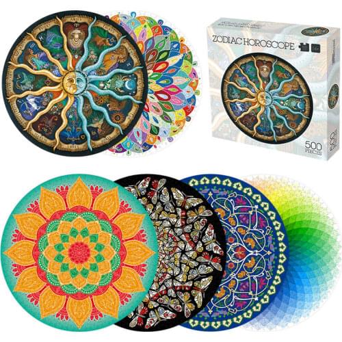 Adult Puzzle 500 Pieces Of Paper Puzzle Toy Zodiac Rainbow Magic Kaleidoscope Decompression DIY Large Puzzle Toy Gift