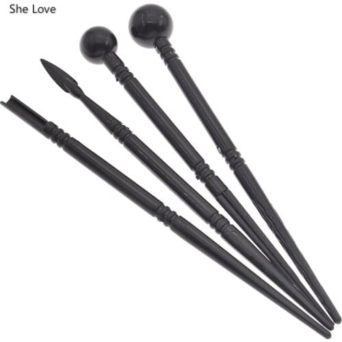 Chzimade 4Pc/lot Ceramic Polymer Clay Tools Plastic Brush Shape Ceramics Manual DIY Pill Stick Pottery Tools