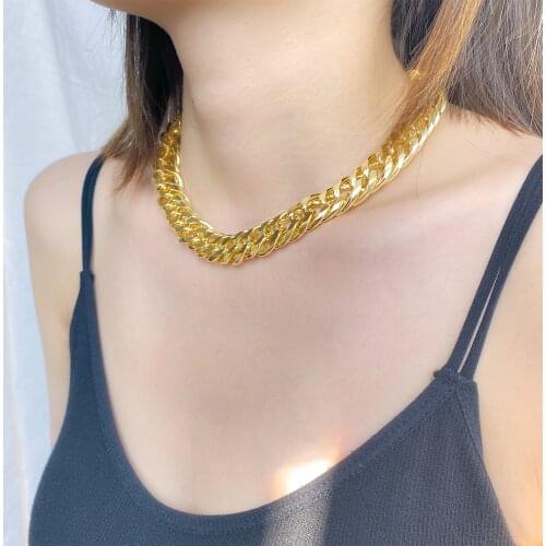 2021 Fashion Punk Big Necklace for Women Twist Gold Silver Color Chunky Thick Lock Choker Chain Necklaces Party Jewelry