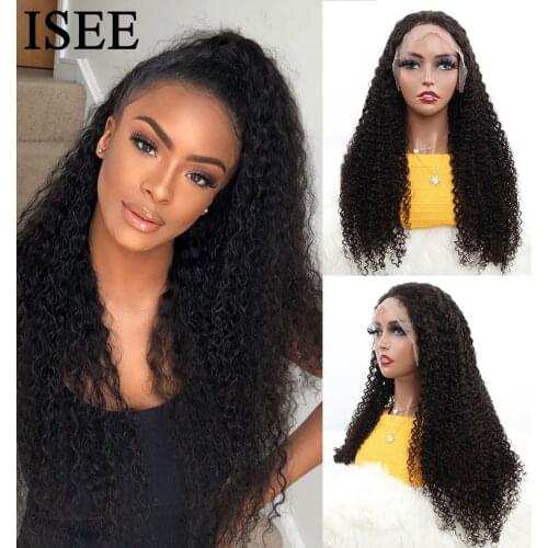 Kinky Curly 360 Lace Frontal Wig 150% Density ISEE Human Hair Wigs For Women Brazilian Kinky Curly Lace Frontal Human Hair Wigs