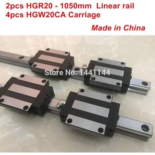 HGR20 linear guide: 2pcs HGR20 - 1050mm + 4pcs HGW20CA linear block carriage CNC parts