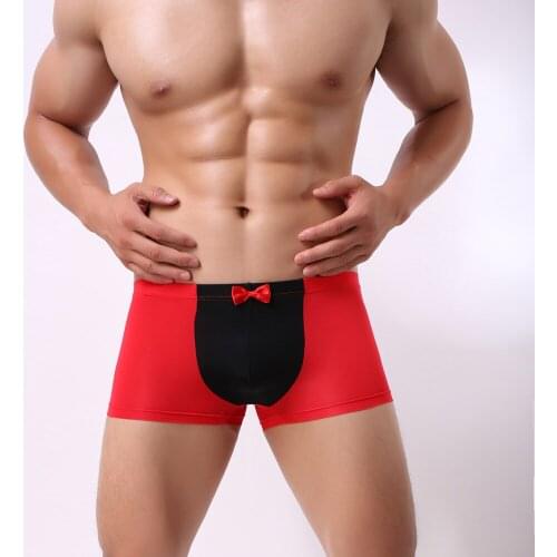 Mens Mid-waist Stitching Underwear Personalized Color Bump Design Underwear Breathable Material Mens Underwear
