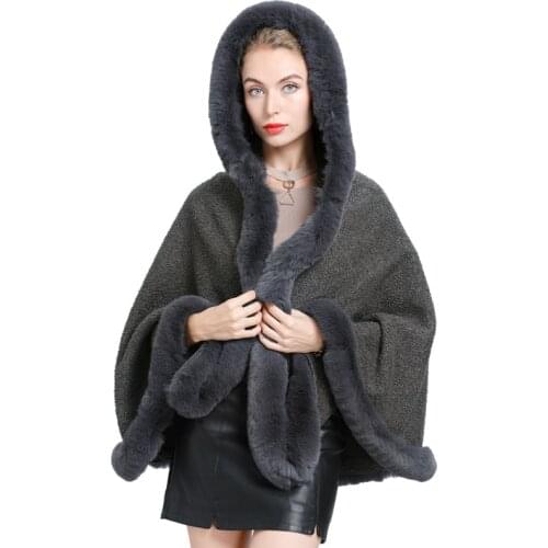 SWONCO faux fur capes women winter warm coat poncho 2020 new lady cardigan cloak fur cape coat female ponchos