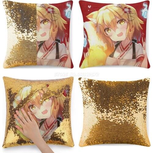 The Helpful Fox Senko-san-Senko Sequin Pillowcase Magical Cushions Cover 40X40cm Mermaid Senko Helpful Fox Girl Anime Tail