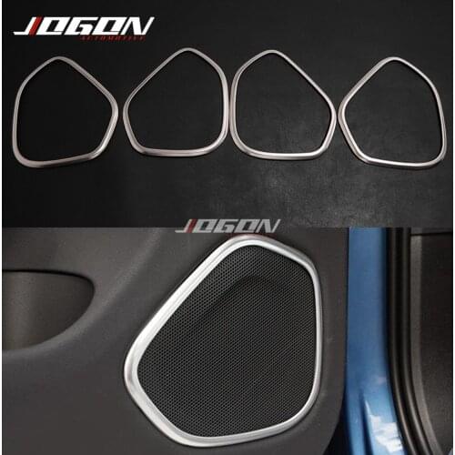 Stainless Steel Car Door Stereo Speaker Audio Sound Frame Ring Cover Trim For Volvo XC60 2018 2019 2020 4pcs