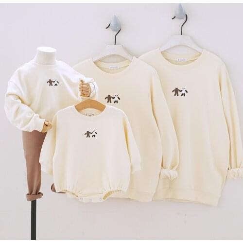 New Family Parent-Child Outfit Autumn Long-Sleeved Hooded Sweatshirt For Mom Dad And Baby Clothes Same Sets For Family Tops 1-6Y