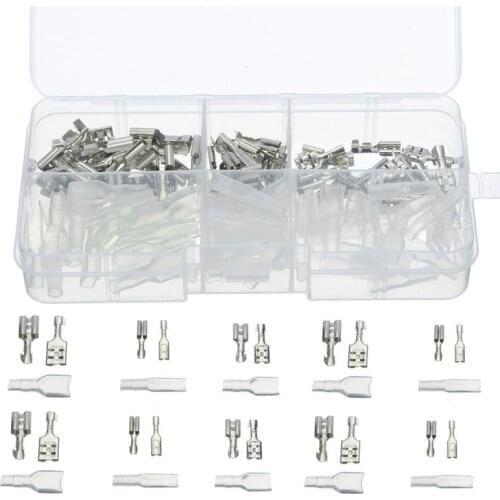 120pcs/lot 2.8mm 4.8mm 6.3mm Crimp Insulating Terminals Silver Transparent Female Spade Connectors Sleeve Kit Set