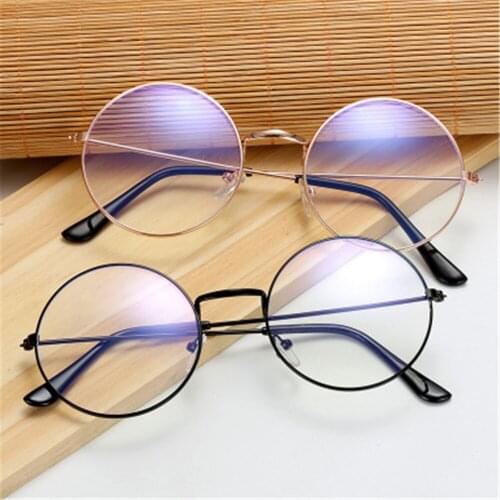 1PC Fashion Anti Blue Light Glasses Women Men Vintage Ultralight Metal Round Eyeglasses Eye Protection Computer Eyewear