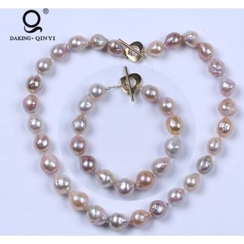 Wholesale 24K Gold Clasp Natural Freshwater Pearl Jewellery Necklace Sets,Wedding Jewelry Set