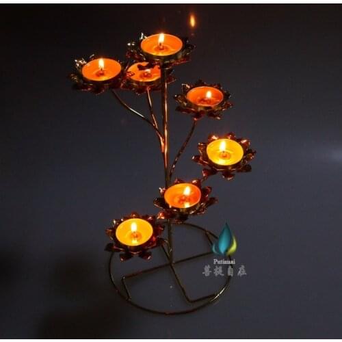 Butter lamp frame seven lotus butter lamp holder for ghee lamp bracket holder be promoted step by step