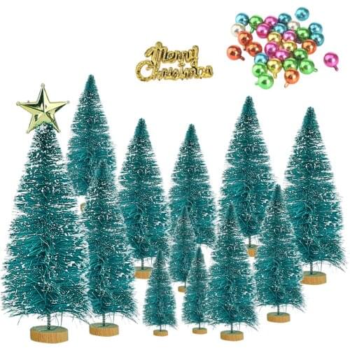 Christmas Tree For Decoration Green Mini Sisal Snow Frost Set Santa 16pcs Create A Festive Atmosphere Xmas Family Party 3D Model