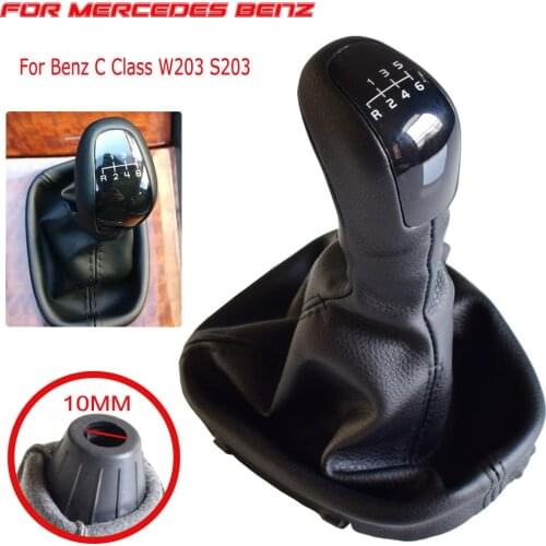 Gearshift Lever Knob Stick Shifter Leather Gaitor Boot Cover For Mercedes Benz C Class W203 S203 Manual 5 6 Speed Car Styling