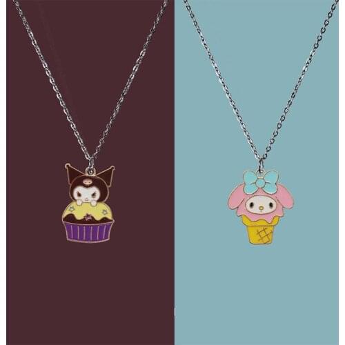 Sanrioed Kawaii Ice Cream Kuromi Cinnamoroll Mymelody Pompom Purin Tom LittleTwinStars T-shirt Decorative Chain Sweater Chain
