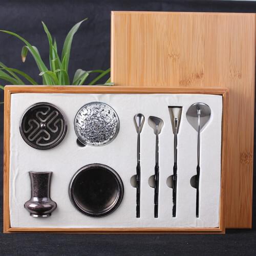 Pure copper seven sets of antique incense fragrance furnace dust and sweep/shovel/tank powder powder incense road tools gift set