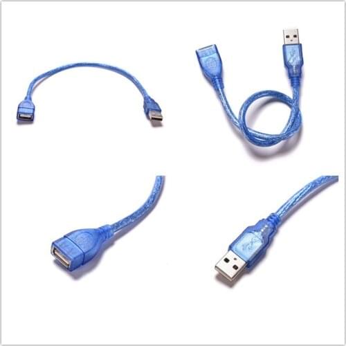 Blue USB A/F 2.0 USB Extender Extension A Male to Female Cable Wire Lead Plug Socket clear 23cm