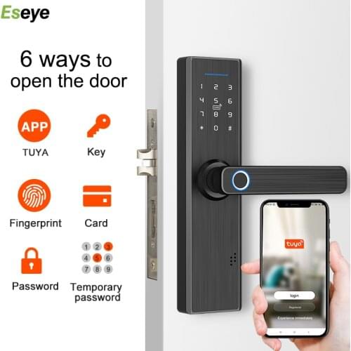 Eseye Tuya Smart Lock Biometric Fingerprint Lock Security Intelligent With WiFi APP Digital Password Smart Home Door Lock