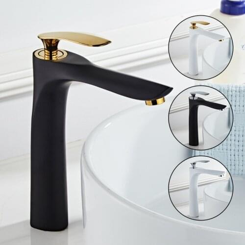 Best Quality Basin Mixer Taps Single Lever Brass Long Neck Bathroom Hot and Cold Water Faucet Deck Mounted One Hole