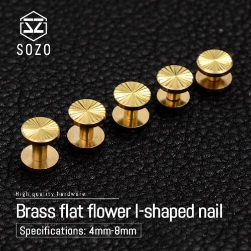 SOZO Brass flat flower I-shaped nail Rivet For Leather Craft DIY Belt/strap Accessories-Multi-size Hardware accessories