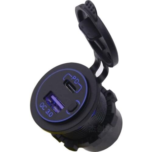 12V24V universal modified car PD socket + QC3.0 smart fast charge USB power socket switch charger