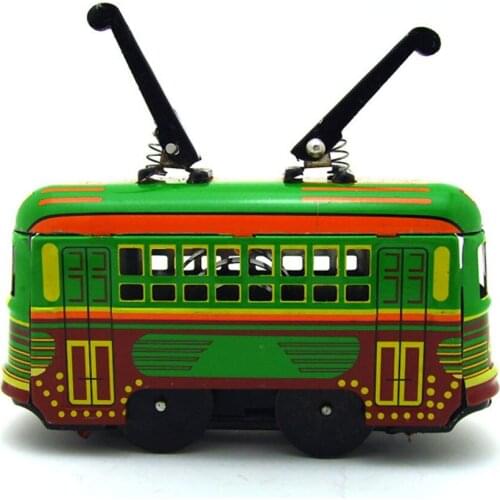 Vintage Clockwork Wind Up Tram toys Photography Children Kids Adult Tram Tin Toys Classic Toy Christmas Gift