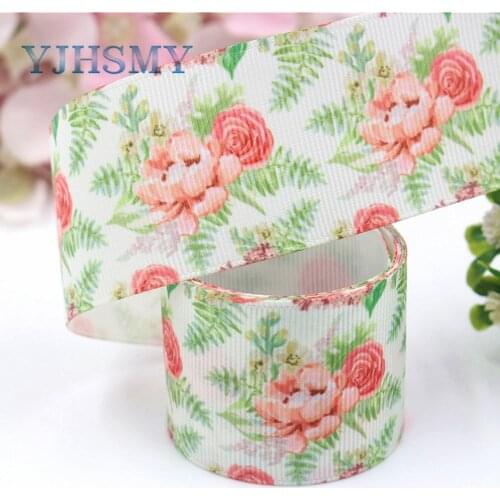 YJHSMY I-19221-389,38mm 10yards flower Thermal transfer Printed grosgrain Ribbons,bow cap DIY handmade accessories decorations