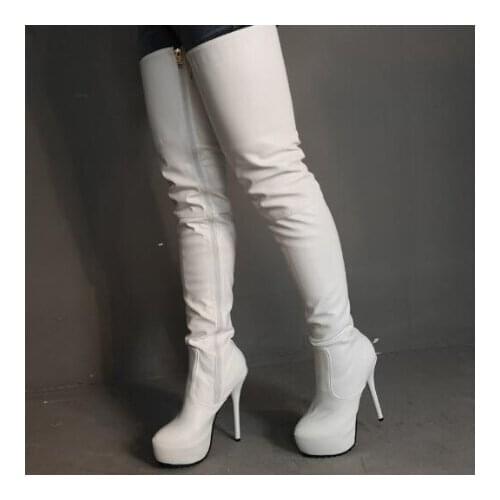 Yellow Gold Matte Leather Platform Long Crotch Boots Woman Shoe Sexy Round Toe Thin Heels Thigh High Fashion Over The Knee Boots