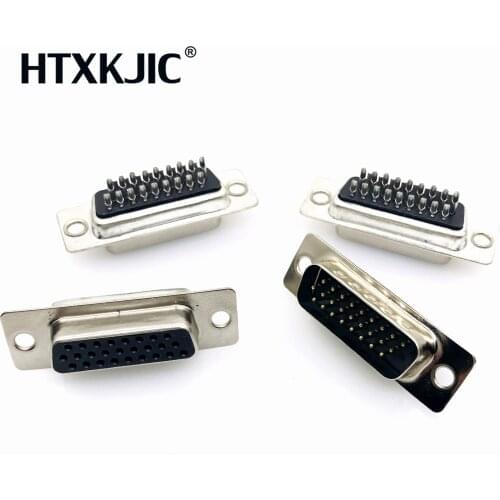 26 Pin D-SUB DB26 Serial Male Socket Female Copper Straight Leg Connector 3 Rows Harpoon Welded Plate Socket Rivet