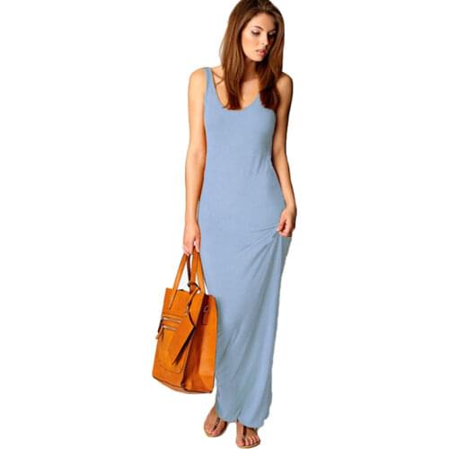 High Stretch Tank Robe Spring Summer Thin Long Dress Vestidos 2021 Elegant Women Sexy Dress O-neck Sleeveless Slim Maxi Dress