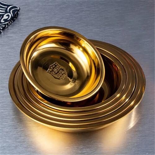 Gold 304 stainless steel saucer round seasoning dish hot pot soy sauce vinegar seasoning dish hotel dip saucer small plat