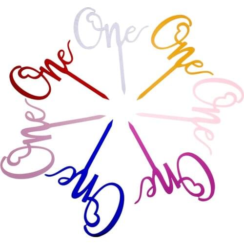 1PC Hot Acrylic One Cake Topper Birthday Party Cupcake Toppers Flags Wedding Baby Shower Supplies Lovely Baking Dessert Decor