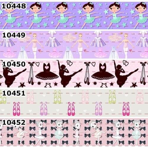10yards - Different Sizes - Fashionable Ballet Gril Style Printed Grosgrain Ribbon DIY Materials