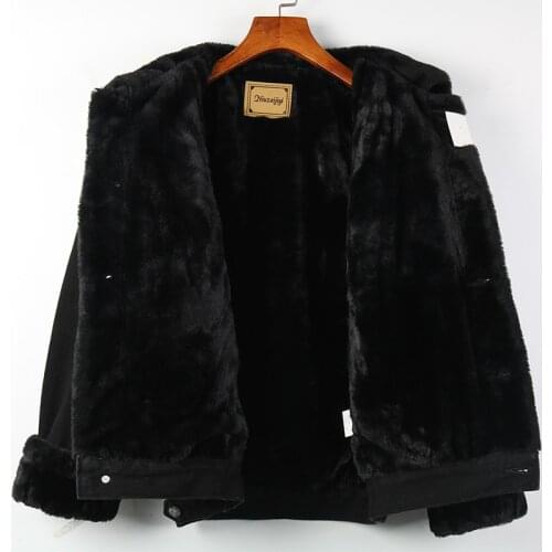 2019 Winter Women Jean Jackets Black Plus Velvet Denim Jacket Thick Warm Female Loose Outerwear Student Short Coat M372
