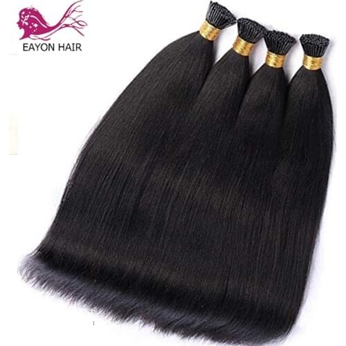 30inch Long Silky Straight I Tip Hair Extensions Pre Bonded Hair Brazilian I Tip Microlinks Fusion Hair Brown Black Color 100g