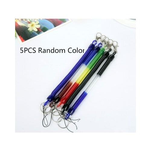 5Pcs Black Retractable Coil Cord Springs Keychain Swivel Lobster Clasp Keyring Key Accessories