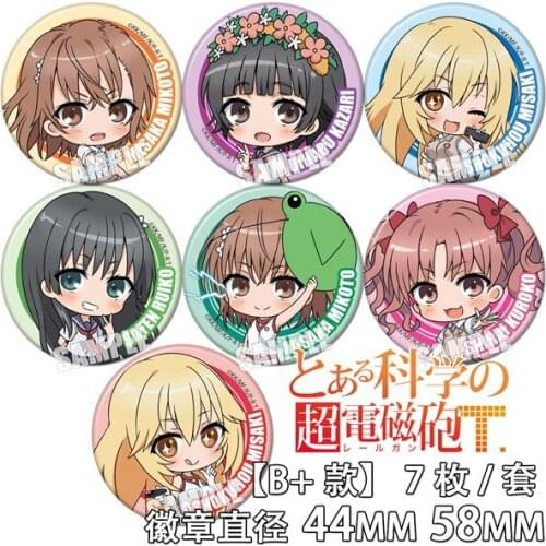 Anime Misaka Mikoto Saten Ruiko Shirai Kuroko Uiharu kazari Figure 5495 Badges Round Brooch Pin Gifts Kids Collection Toy