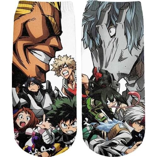 Tessffel Drop shipping Hot Anime Cartoon My Hero Academia funny harajuku 3D full Print Women/men/boy/girl short ankle socks s-1